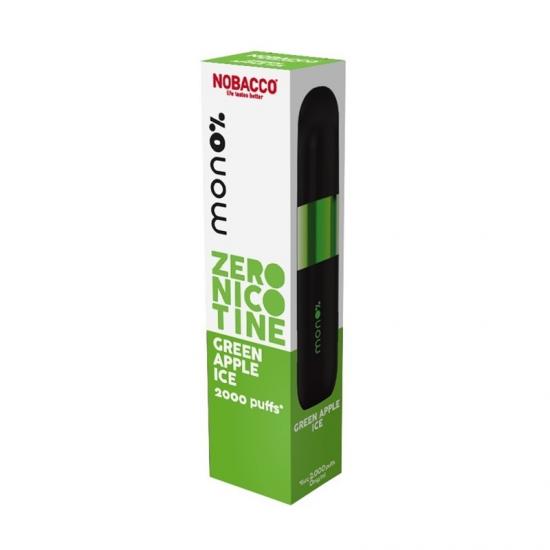 Nobacco Mono Ηλεκτρονικό Τσιγάρο μιας Χρήσης 2000 Εισπνοών Green Apple Ice χωρίς Νικοτίνη 6ml